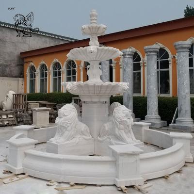 China Modern Outdoor Marble Garden Lion Water Fountain For Sale for sale