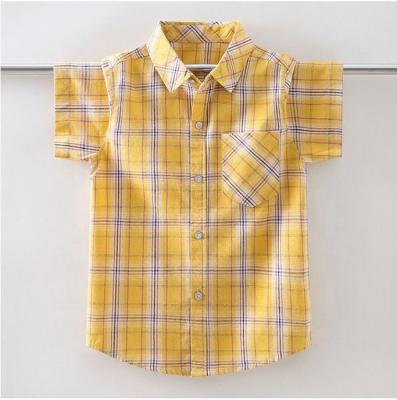 China 2021 new summer thin section cotton plaid handsome anti-shrinkage children loose shirt casual boy's summer shirt for sale