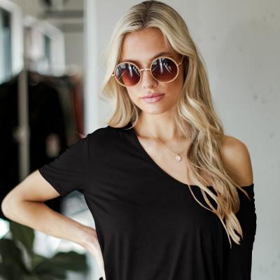 China Wholesale Anti-Wrinkle China Crew Neck Solid Plain Casual Custom Blouses With Pockets V-neck Customize Women T-shirt for sale