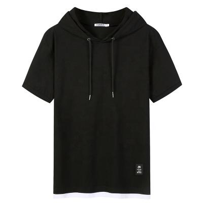 China 2022 Summer New Short Sleeve Men's Terry Loose Blank Hoodie Bulk Cotton Anti-Wrinkle Wholesale for sale