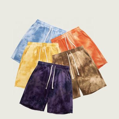 China Anti-Wrinkle Custom Cotton French Terry Men's Active Shorts 100% Men's Knee Length Casual Shorts Tie Dye Shorts for sale