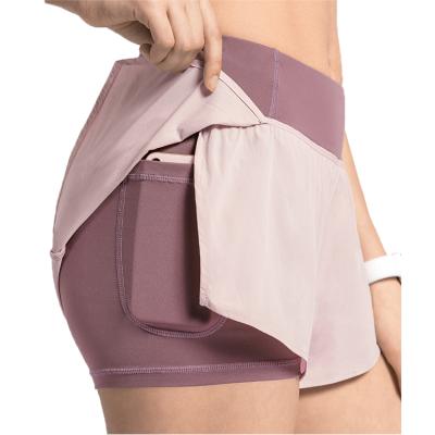 China Double Layer Antibacterial Fabric Women Fashion Fitness Skinny Shorts For Women Running Shorts for sale