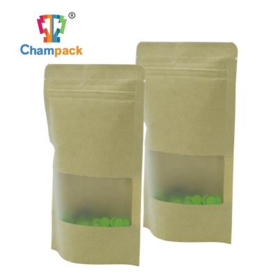 China Matte Outdoor Barrier POS Kraft Bag With Window And Zipper for sale