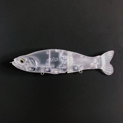 China Live Action Swimming Unpainted Fishing Lures 135mm 28g Jointed Minnow Wobblers ABS Body With Soft Tail Soft Swimbait Lure For Pike And Bass for sale