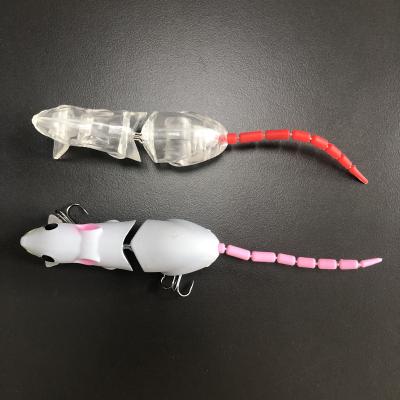 China Outdoor Water Fishing Lure Artificial Body 15.2g 80mm Mouse Lure Swimbait Fishing Lure Plastic Rat For Bait Unpainted Fishing Lure With Treble Hook for sale