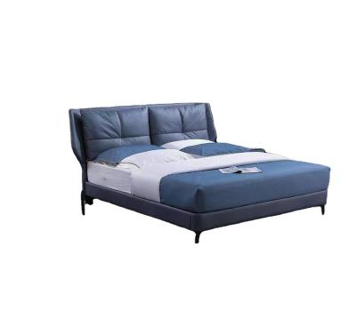 China Other Latest Bedroom Furniture Designs Technology Color Wooden Bed Frame Luxury Large Blue Blue Soft Fabric Beds for sale