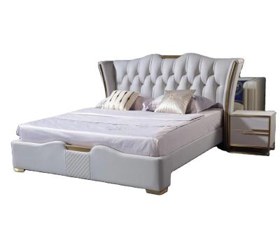 China 2021 other modern simple european style durable beds upholster leather bedroom furniture for sale