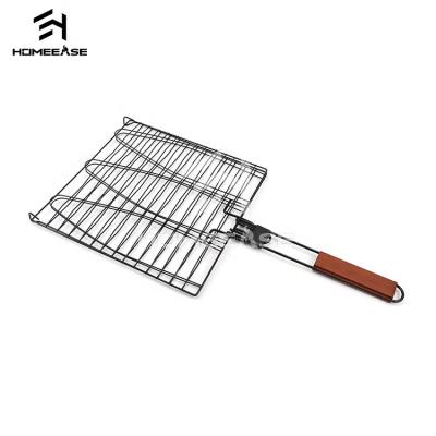 China Not Easily Cleaned BBQ Grill Tool Korean Rectangle Stick Kebab BBQ Outdoor Grill Grilling Basket Set for sale