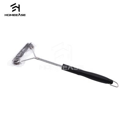 China Low MOQ Free Sample BBQ Grill Cleaning Brush Scraper Stainless Steel Grill Bristle Brush for sale