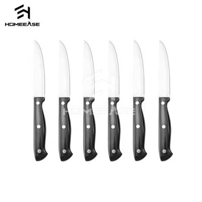 China Amazon Hot Stocked Black Stainless Steel Pine Wood Block ABS Handle Restaurant Home Kitchen Knife Set for sale