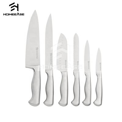 China Professional Home Safe Sharp Commercial Loog Blade Stainless Steel 6 PCs Food Chef Knife Set Stocked Luxury for sale