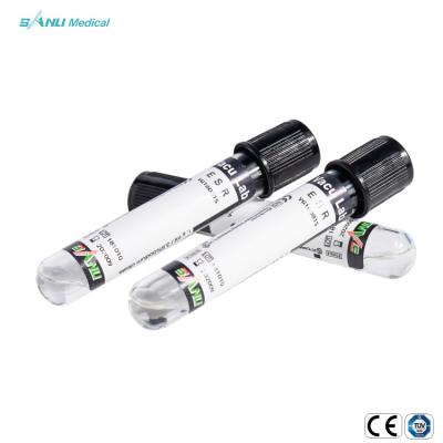 China Black Top PE PS 3.8% Sodium Citrate Blood Collection ESR Tube Disposable for sale