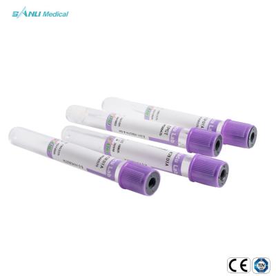 China 13x100mm Glass Blood Collection Tubes EDTA K3 Lavender Top for sale