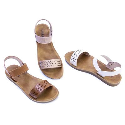 China Fashion Trend PU New Fashion Design Ankle Strap Sandals Women's Outdoor Flip Flop Flat Sandals for sale