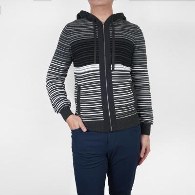 China OEM/ODM Machine Washable Casual Zipper Stripe Sweater Jacket For Men for sale