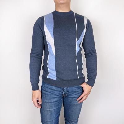 China NEW machine washable stripe pattern fashion straight jacquard knit men's sweater pullover. for sale