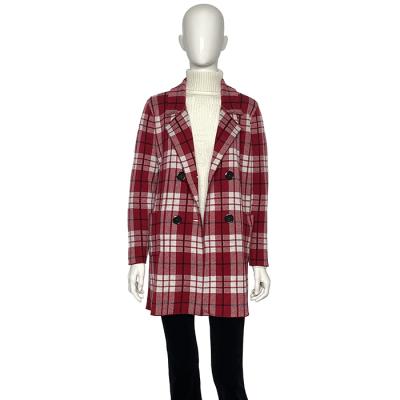 China Machine production autumn and winter plaid British fashion professional red sweater jacket for sale