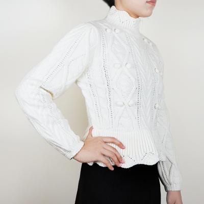 China OEM/ODM Machine Washable Fashionable Casual Cable Peplum Sweater For Women for sale