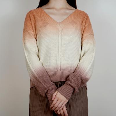 China Dip Dye Machine Washable Fashionable Cable Knits OEM/ODM Casual Sweater For Women for sale