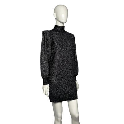 China Machine washable factory supply lurex shine minimalist knitted fall and winter luxury glitter sweater dress for sale