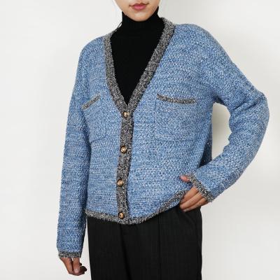 China OEM/ODM Machine Washable Sequin Loop-Tweed Buckle Jacket For Women for sale