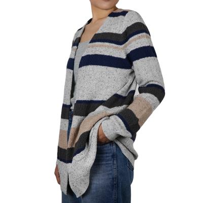 China OEM/ODM 2022 Machine Washable Casual Fashion Stripe Sweater Cardigan For Women for sale