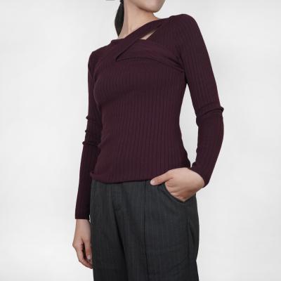 China OEM/ODM Machine Washable Twisted Asymmetrical Irregular Sweater Pullover For Women for sale