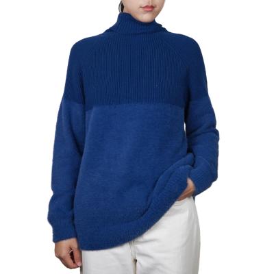 China OEM/ODM machine washable two tone colorblocked mixed mediasweater sweater for women for sale