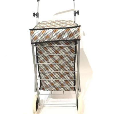 China 2020 New Supermarket Foldable Shopping Vegetables Four Wheel Trolley Folding for sale