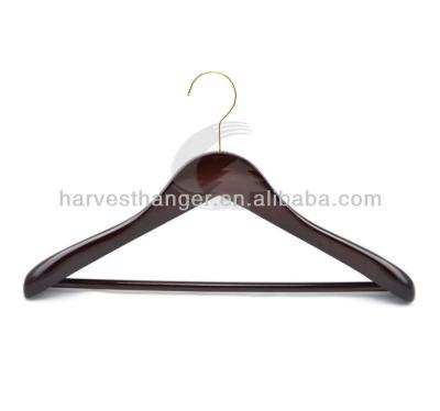 China SHOW Walnut Color Shiny Coat Hanger With Bar for sale