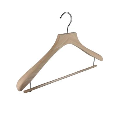 China eco-friendly & natural wood hanger of durable eco-friendly material with drop bar for sale