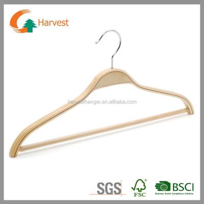 China Garment Laminated Coat Hanger With Anti-Slip Round Bar for sale