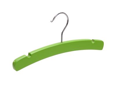 China CLASSIC green HDF kids wooden hanger with chrome hook for sale