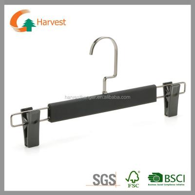 China Black Carpet Black Clips Plastic Pants Hanger With Black Clips for sale