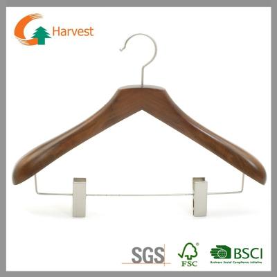 China Wooden bedroom hangers with clips for sale