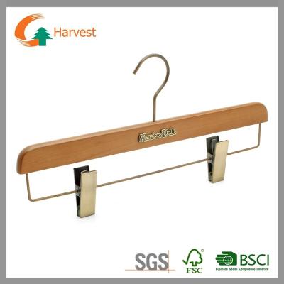 China High Quality Nickel Staple Hook Wooden Skirt Panty Hanger for sale