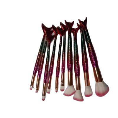 China Angular Blush 10 Plated Fishtail Cosmetic Brushes Can Be Customized for sale