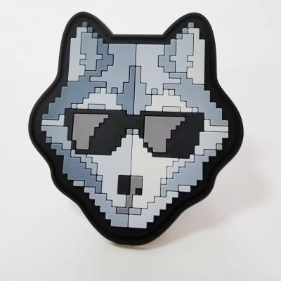 China Custom 3D Silicone Emblem - Pixel Art Wolf Shape Silicone Heat Transfer Patch for Clothing for sale