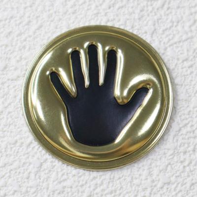 China Custom 3D TPU High-Frequency Patch - Metallic Gold Handprint Design for Apparel & Accessories for sale