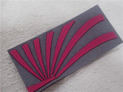 China Red 3D Rubber Patches For Garment Soft Gray Microfiber With Injection Silicone Logo for sale