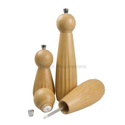 China Sustainable Beech Wood Handed Spice Salt and Pepper Grinder for sale