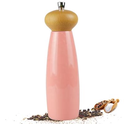 China 8 Inch Sustainable White Adjustable High Quality Wooden Pepper Mill Grinder for sale