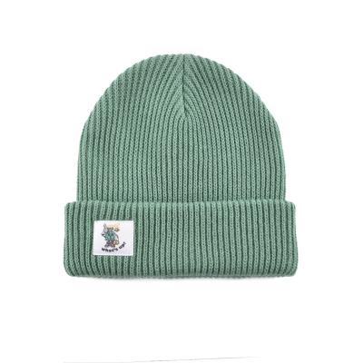 China JOINT Wholesale Custom Beanie Your Own Embroidery Logo Woven Label 100% Acrylic Pom Pom Beanie Hat / Knitted Beanie In Winter Hat for sale