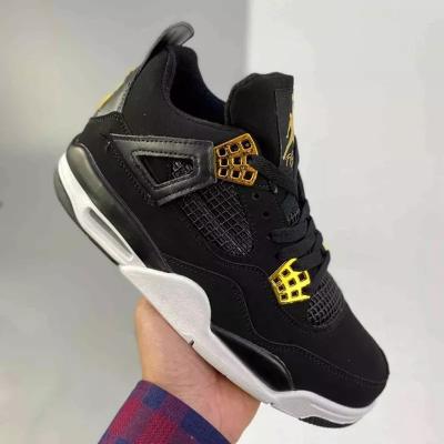 China Fashion Trend Customize Hot Sale AJ 4 Fashion Leather Running Shoes Men's Women's High Top White Black Fashion Sports Sneakers Skate Shoes for sale