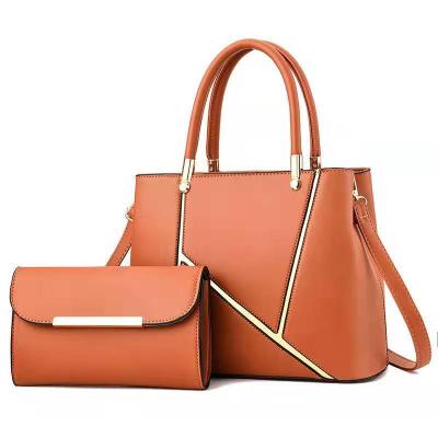 China Custom Eco-Friendly Logo Unique Faux Leather Handbag 2pcs Set For Women for sale