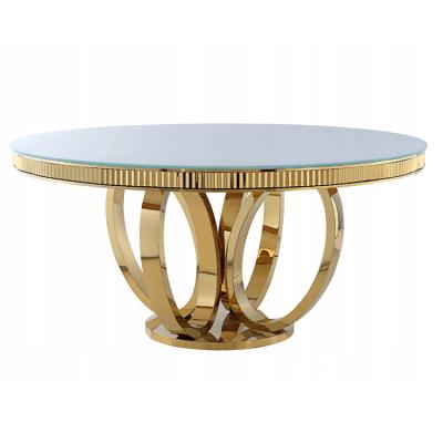 China Modern luxury event decoration used round glass stainless steel banquet dining table for sale for sale