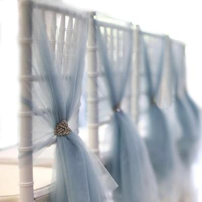 China Simple banquet chiavari chair plain chiffon chair sash wedding chair cover sash for sale