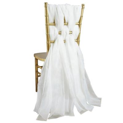 China Simple Cheap Fancy White Chair Sash For Wedding Chiffon Chair Sash for sale