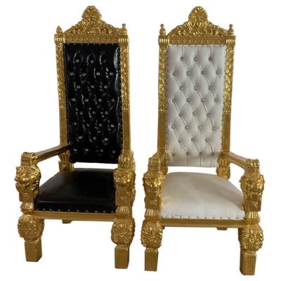 China Modern New Style Royal Back Wedding King And Queen Throne High Chairs With Armrest for sale