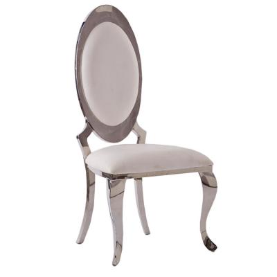 China Factory Wholesale Stackable Goose Egg Back Comfortable Wedding Around Stainless Steel Banquet Gold Back Dining Chair For Rental for sale